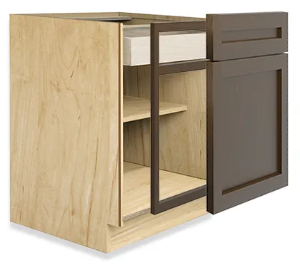 Frame cabinet box construction is shown in this detailed rendering