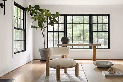 Marvin Elevate Collection featuring double-hung windows in living room