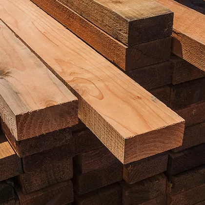 Redwood 2x4's stacked in lumber yard