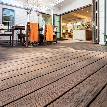 Trex Transcend deck boards are used in this deck built off of the kitchen