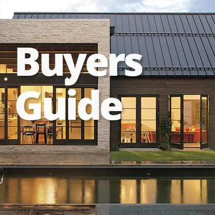The cover of our Buyers Guide features a modern home design with Marvin windows and doors