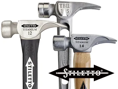 Stiletto Titanium framing hammer, Tibone all Titanium framer and Stiletto Titanium / Hickory handled framing hammer