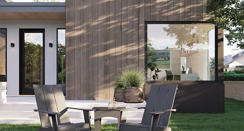 Marvin VIVID Collection featuring direct glaze picture and casement windows, and swinging French door