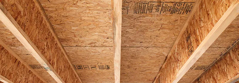 Oriented strand board is used for the second floor subflooring and the I-Joist joists