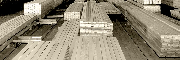 Old photograph from inside a drying shed at Weyerhaeuser lumber mill